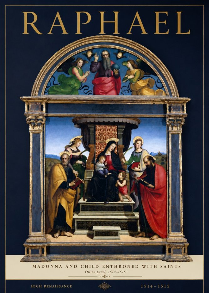 Raphael Madonna and Child Enthroned with Saints No2 - Affiche