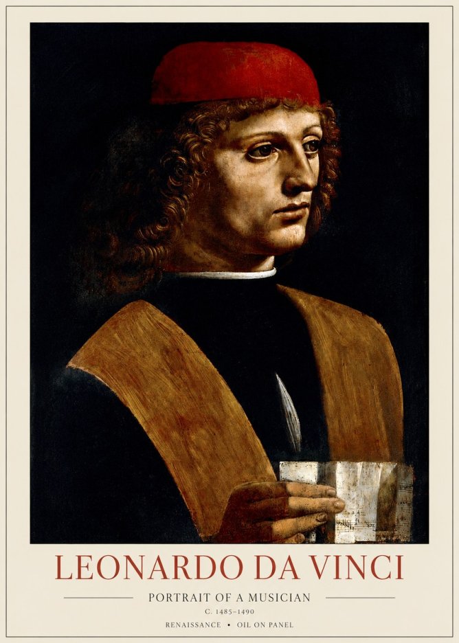 Leonardo da Vinci Portrait of a Musician No1 - Affiche