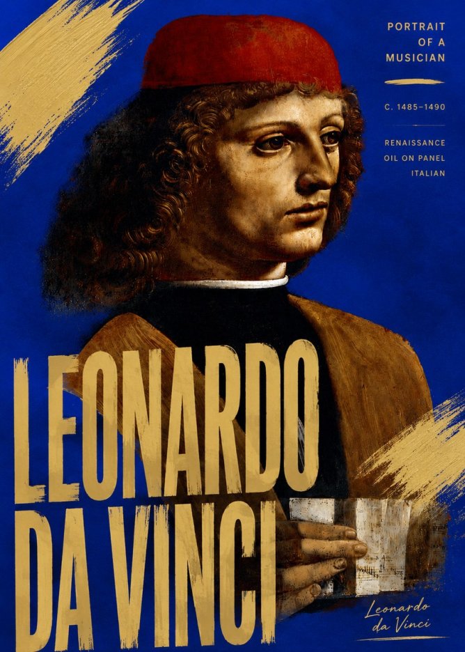 Leonardo da Vinci Portrait of a Musician No5 - Affiche