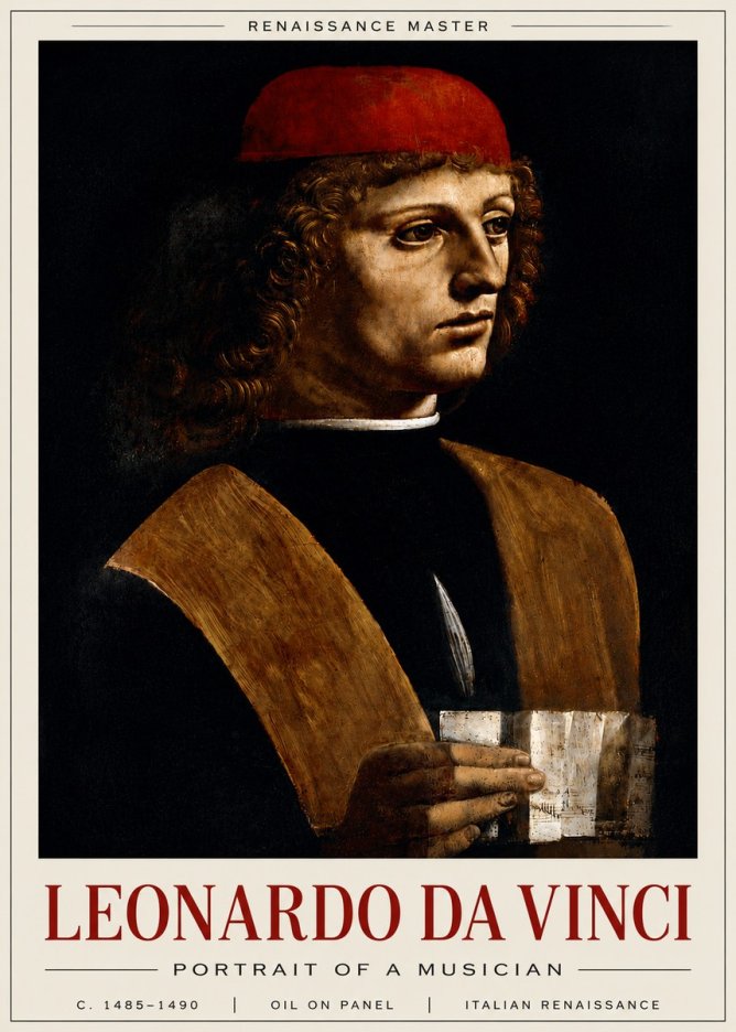 Leonardo da Vinci Portrait of a Musician No6 - Affiche