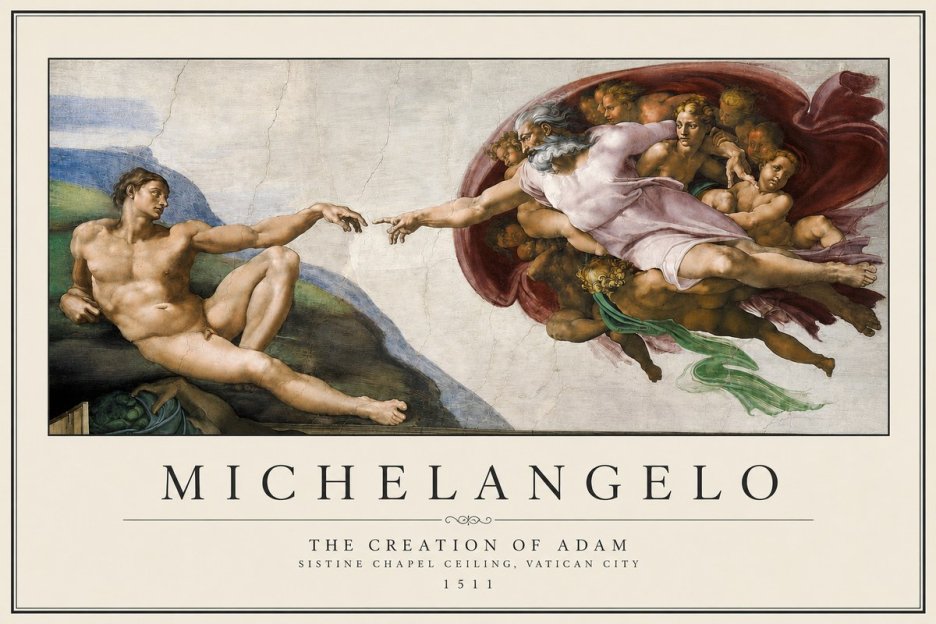Michelangelo The Creation of Adam No3 - Affiche