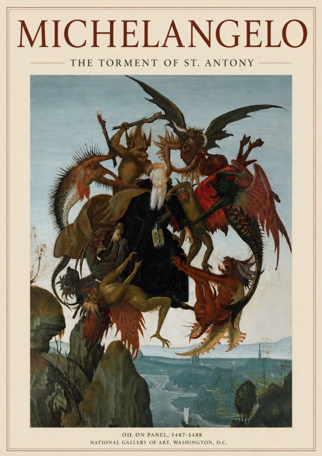 Michelangelo The Torment of St. Antony No3 - Affiche