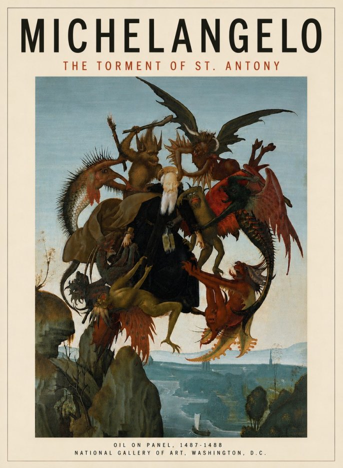 Michelangelo The Torment of St. Antony No5 - Affiche