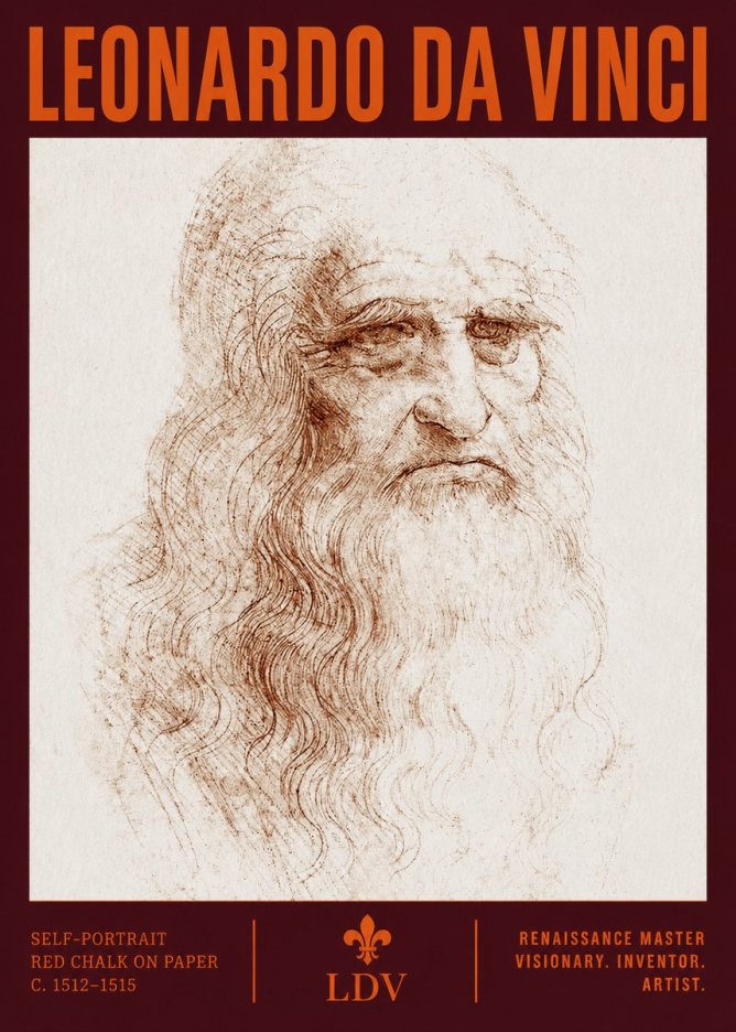 Leonardo da Vinci Self-portrait II No3 - Affiche