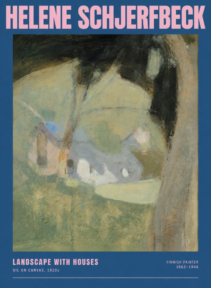 Helene Schjerfbeck Landscape with Houses No2 - Affiche