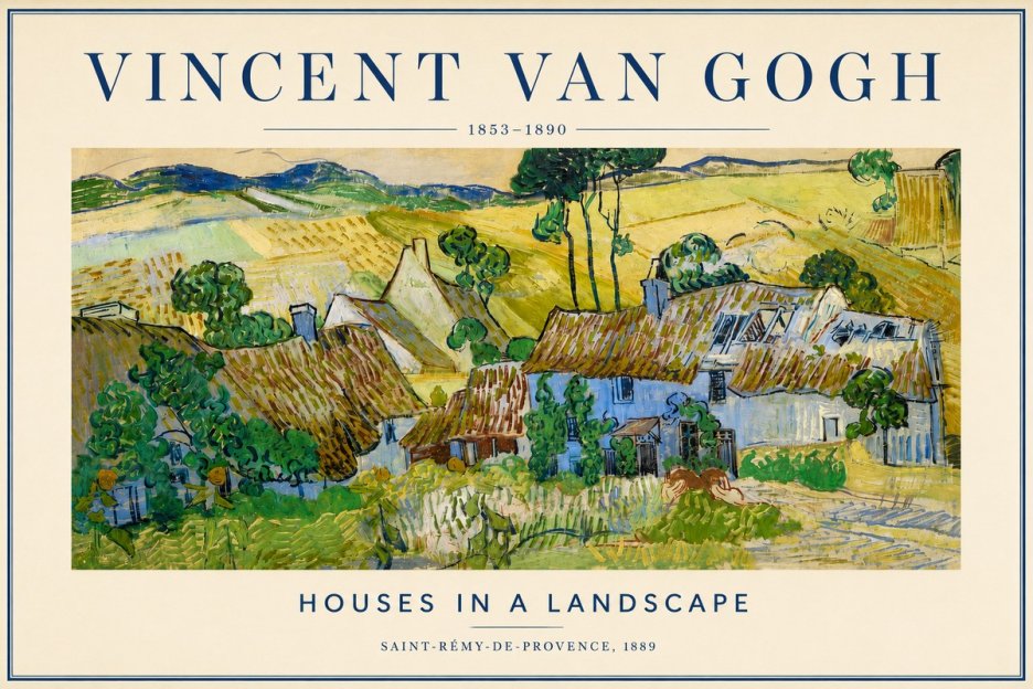 Van Gogh Houses in a Landscape No4 - Affiche