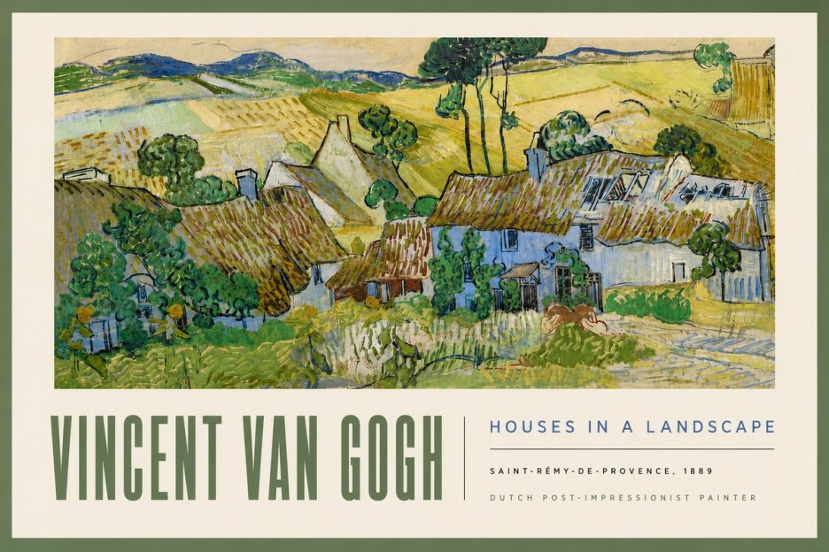 Van Gogh Houses in a Landscape No5 - Affiche