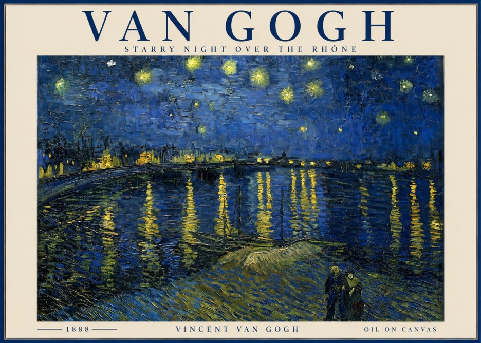 Van Gogh Starry Night over the Rhône No2 - Affiche