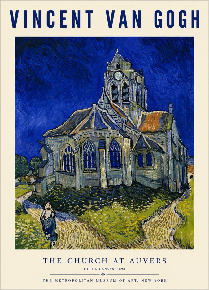 Van Gogh The Church at Auvers I No6 - Affiche