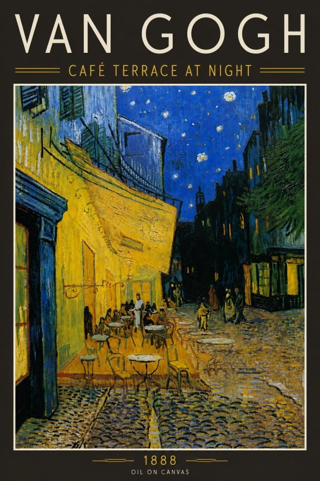 Van Gogh Café Terrace at Night No6 - Affiche