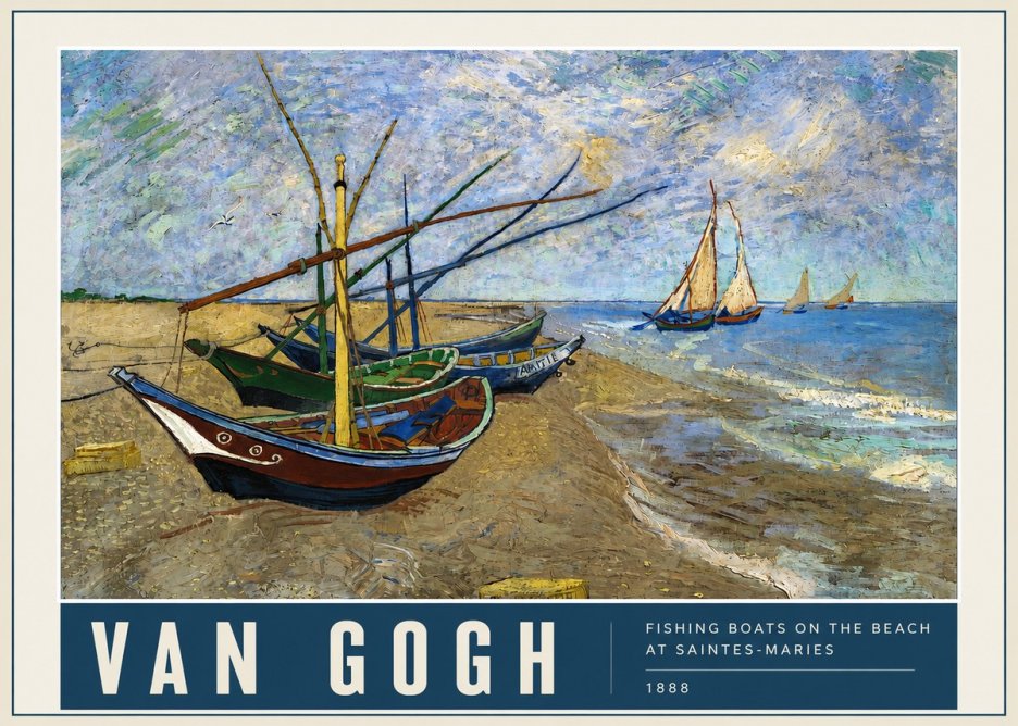 Van Gogh Fishing Boats on the Beach at Saintes-maries No3 - Affiche