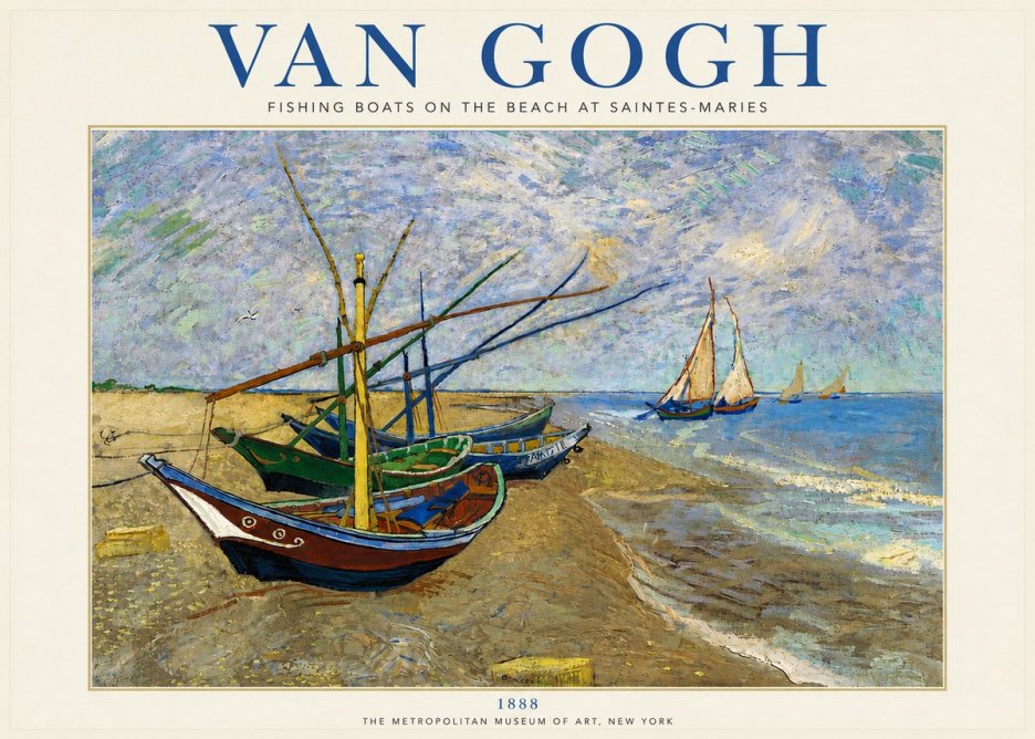 Van Gogh Fishing Boats on the Beach at Saintes-maries No4 - Affiche