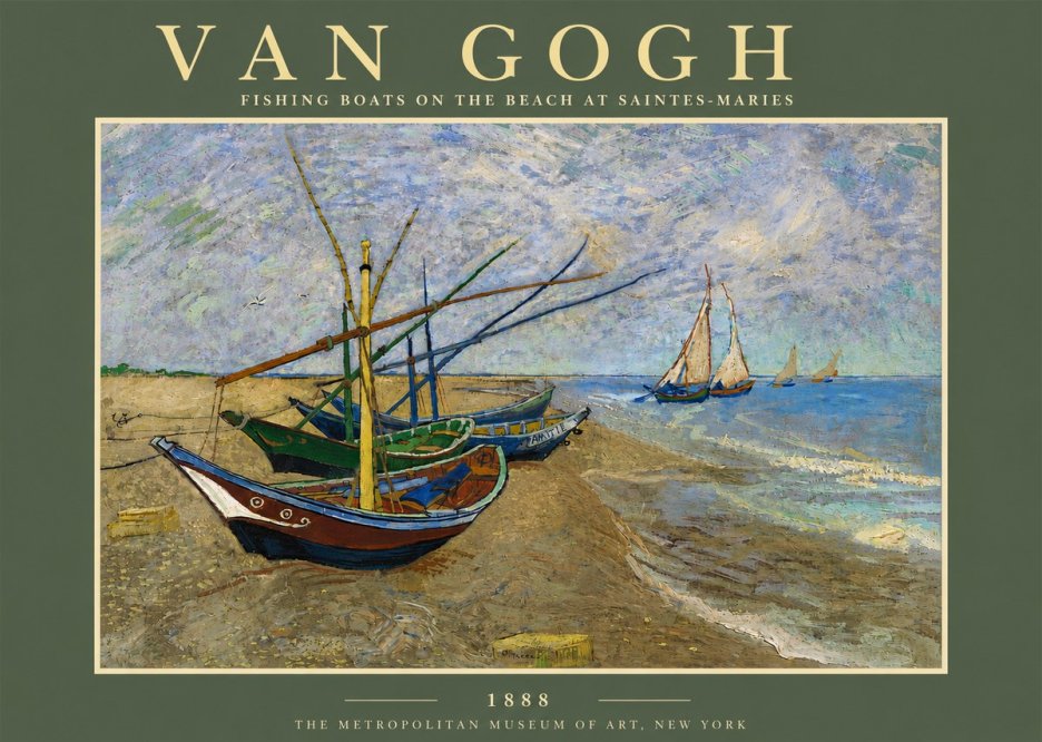 Van Gogh Fishing Boats on the Beach at Saintes-maries No5 - Affiche