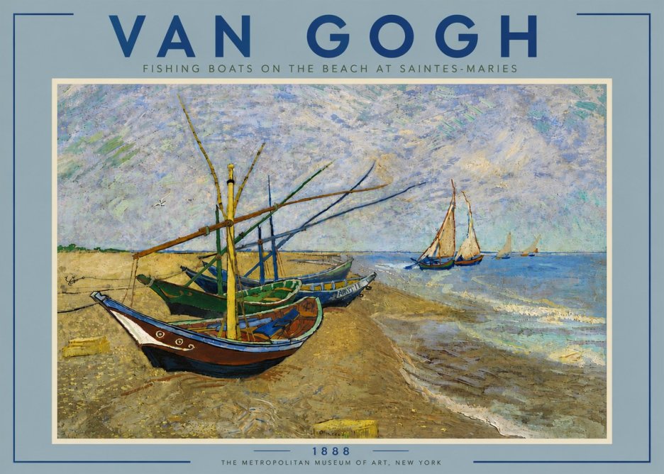 Van Gogh Fishing Boats on the Beach at Saintes-maries No6 - Affiche
