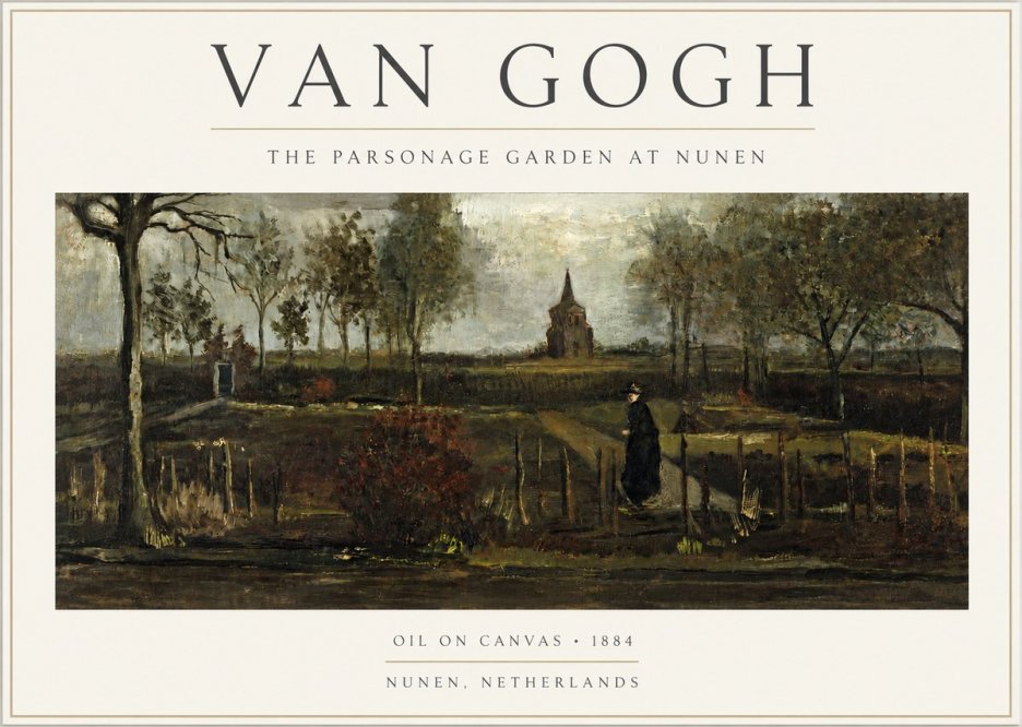 Van Gogh The Parsonage Garden at Nunen No3 - Affiche