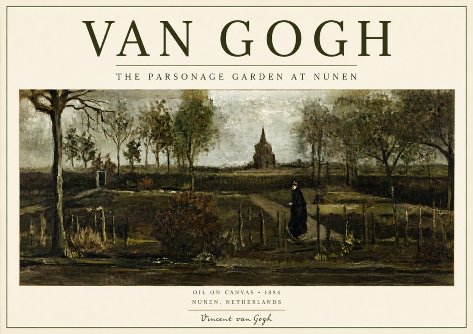 Van Gogh The Parsonage Garden at Nunen No4 - Affiche