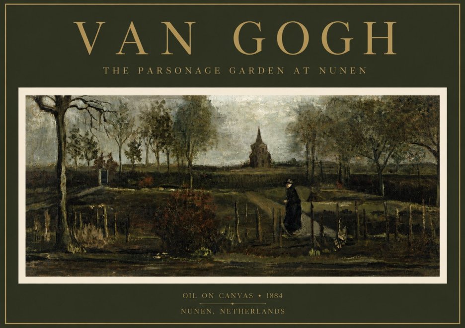 Van Gogh The Parsonage Garden at Nunen No6 - Affiche