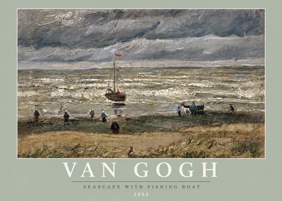 Van Gogh Seascape with Fishing Boat No3 - Affiche