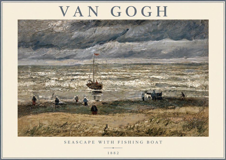 Van Gogh Seascape with Fishing Boat No4 - Affiche