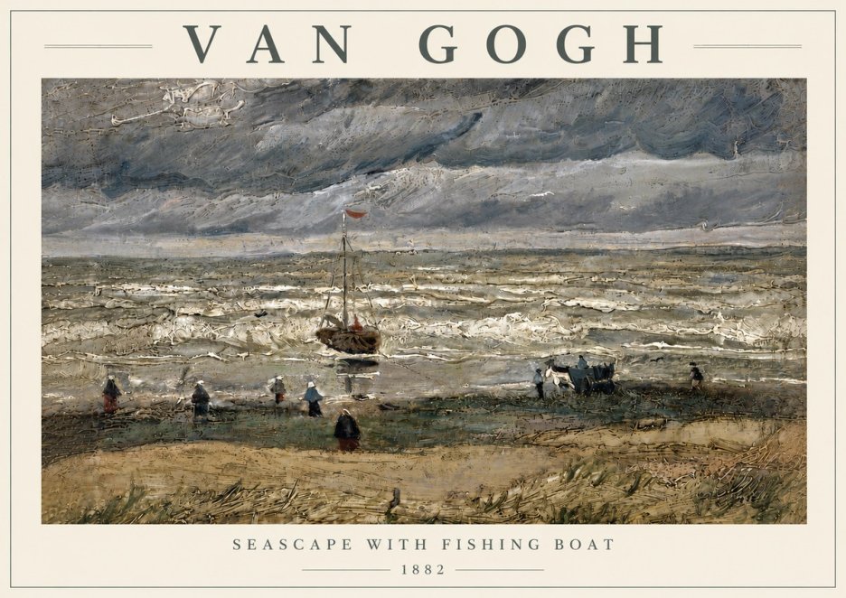 Van Gogh Seascape with Fishing Boat No6 - Affiche