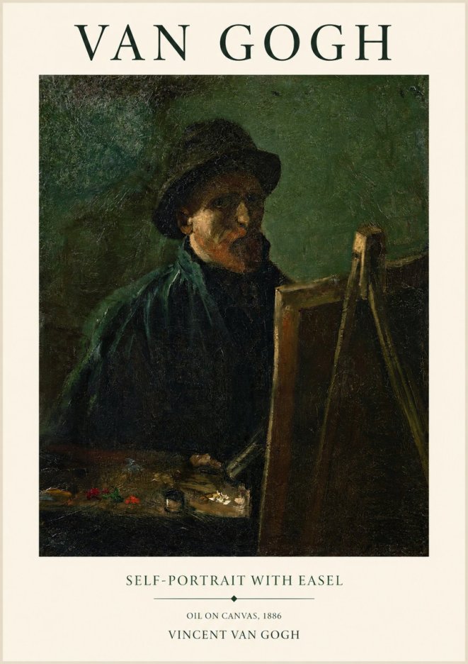 Van Gogh Self-portrait with Easel II No1 - Affiche