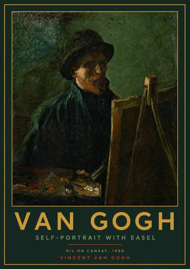 Van Gogh Self-portrait with Easel II No2 - Affiche