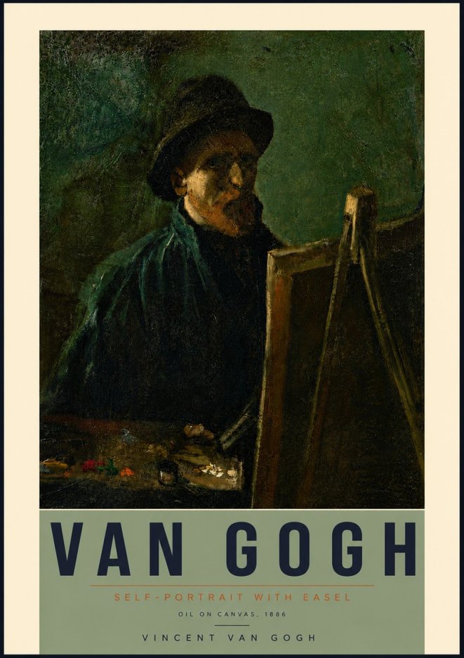 Van Gogh Self-portrait with Easel II No4 - Affiche