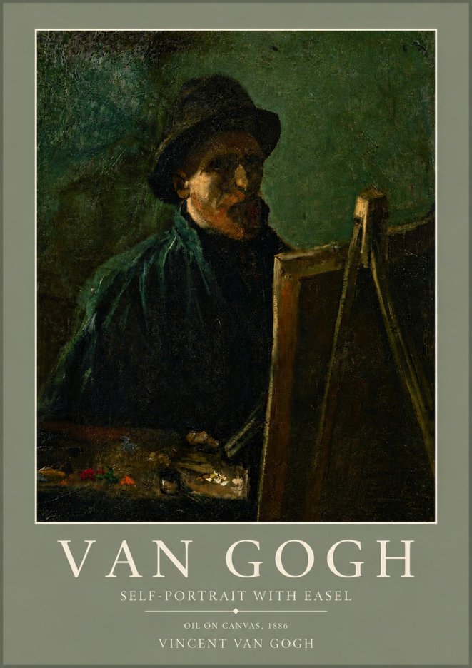 Van Gogh Self-portrait with Easel II No5 - Affiche