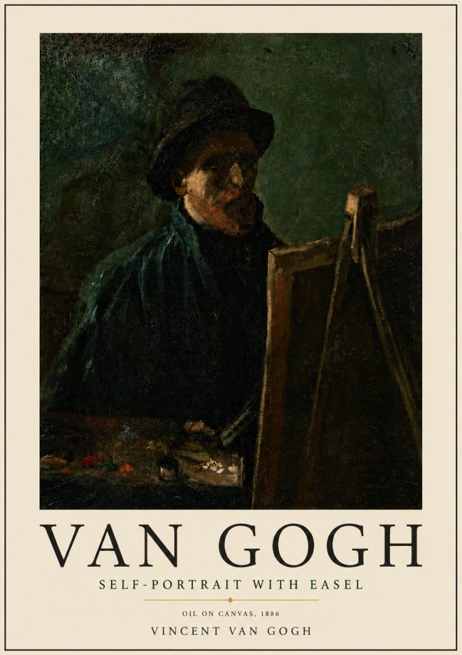 Van Gogh Self-portrait with Easel II No6 - Affiche