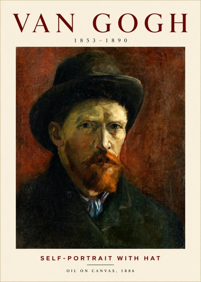 Van Gogh Self-portrait with Hat No2 - Affiche