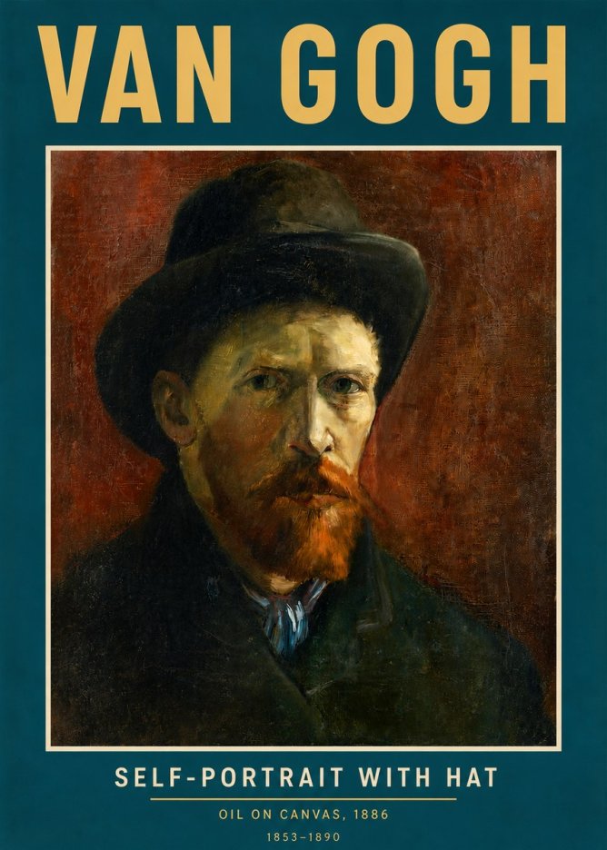 Van Gogh Self-portrait with Hat No3 - Affiche