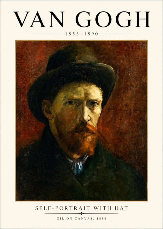 Van Gogh Self-portrait with Hat No4 - Affiche