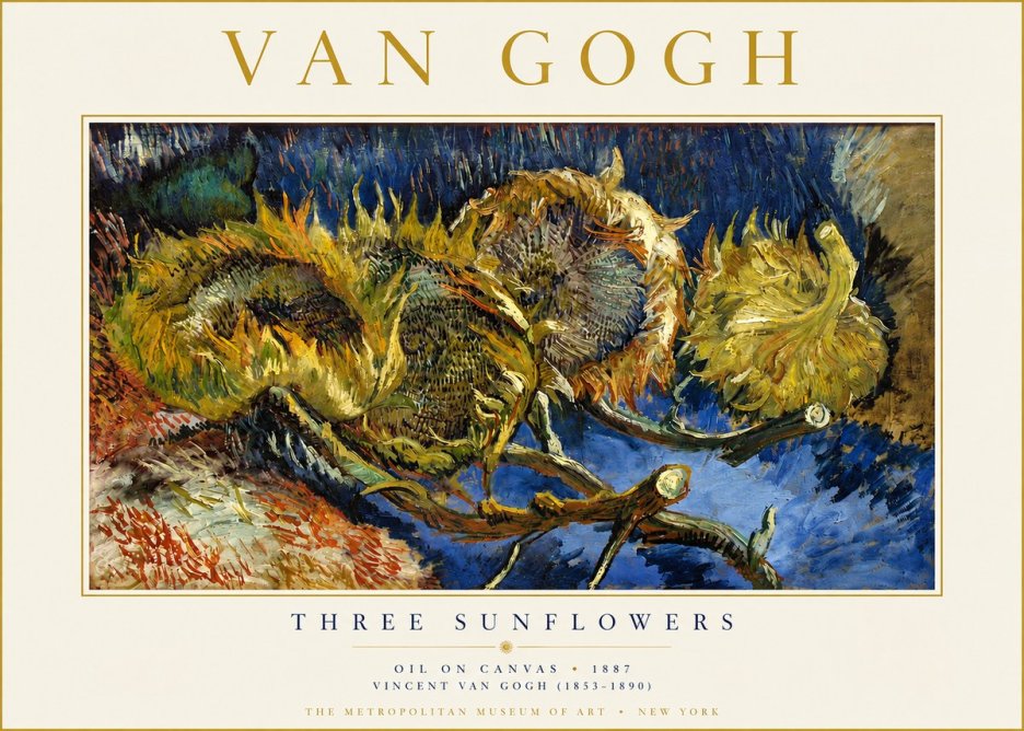 Van Gogh Three Sunflowers No3 - Affiche