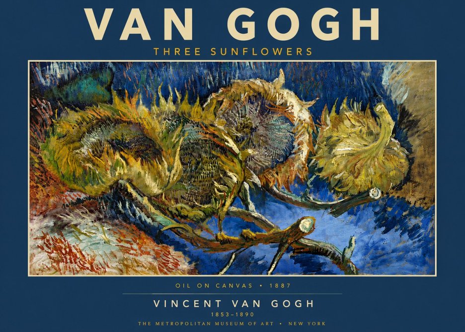Van Gogh Three Sunflowers No5 - Affiche