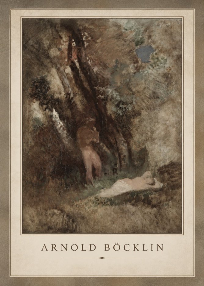 Arnold Böcklin Pan Frightening a Nymph No2 - Affiche