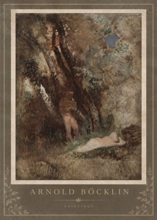 Arnold Böcklin Pan Frightening a Nymph No4 - Affiche