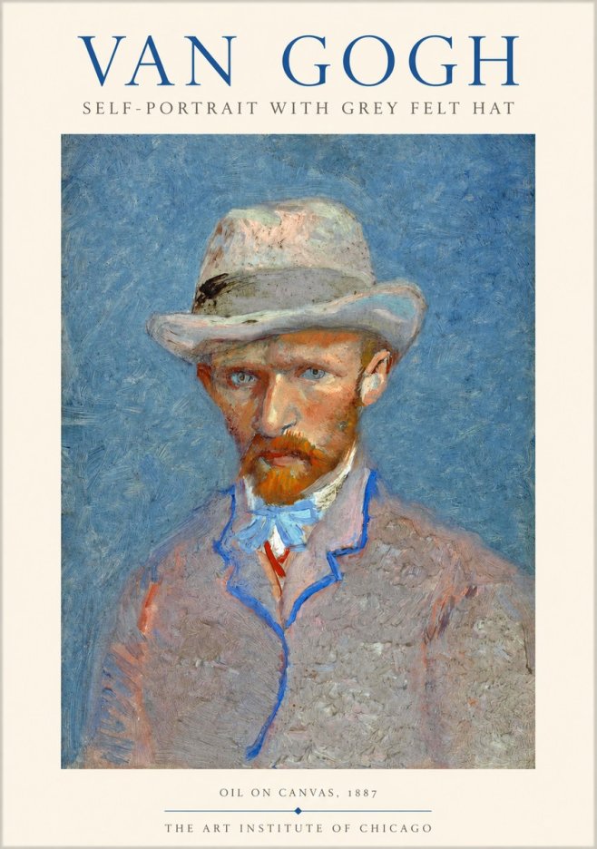 Van Gogh Self-portrait with Grey Felt Hat II No1 - Affiche