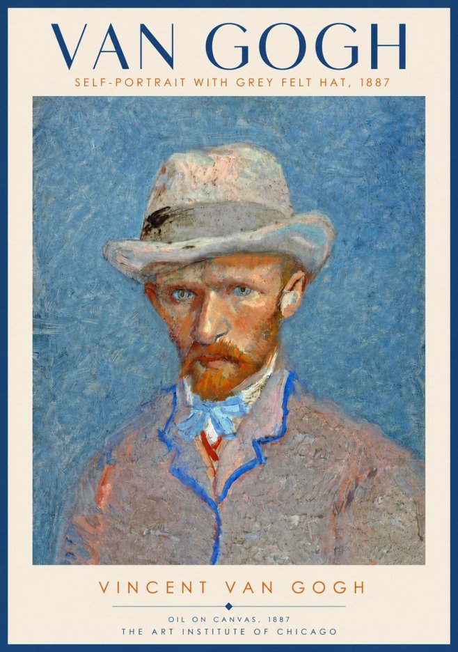 Van Gogh Self-portrait with Grey Felt Hat II No4 - Affiche