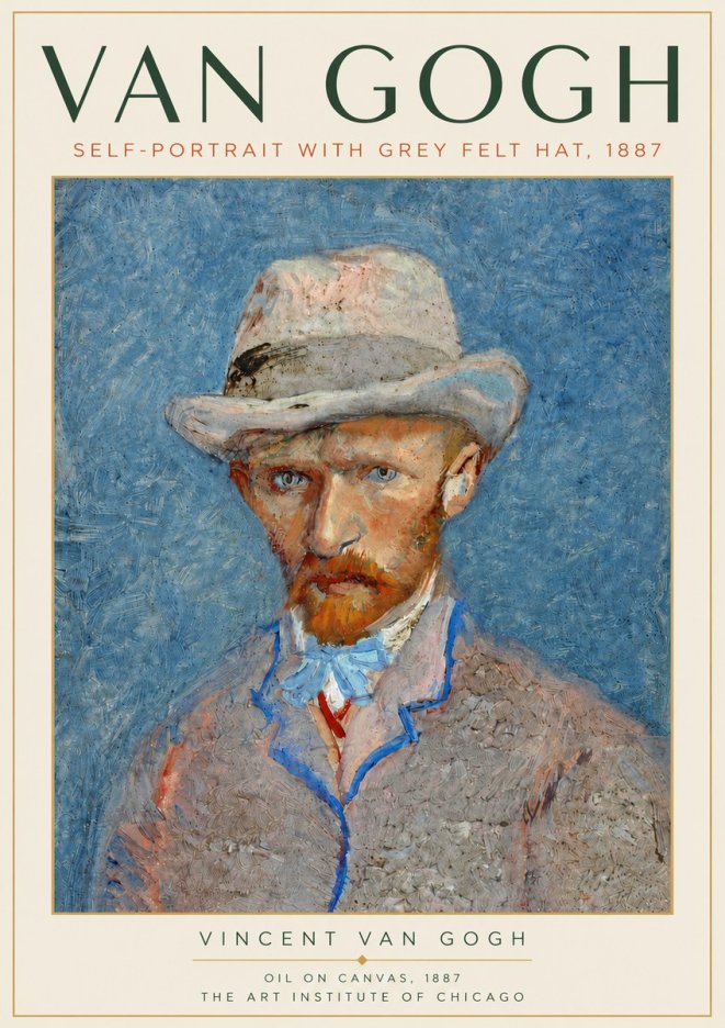 Van Gogh Self-portrait with Grey Felt Hat II No5 - Affiche