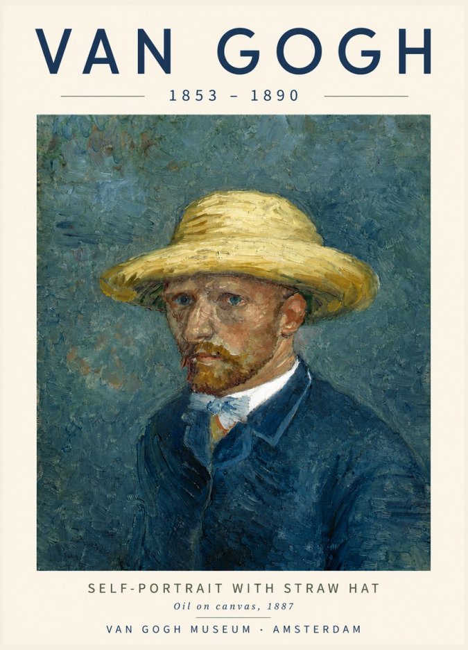 Van Gogh Self-portrait with Straw Hat III No4 - Affiche