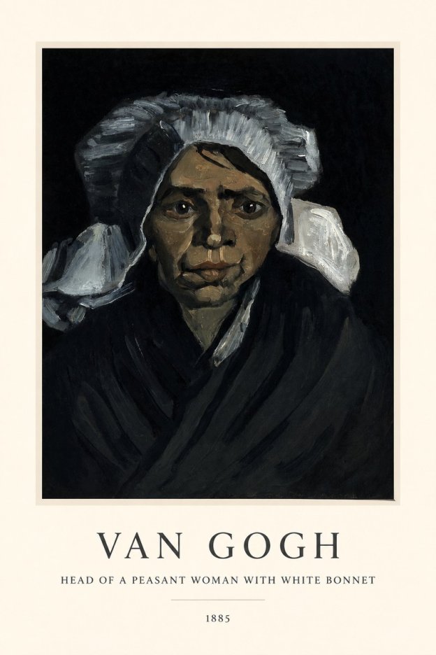 Van Gogh Head of a Peasant Woman with White Bonnet No1 - Affiche