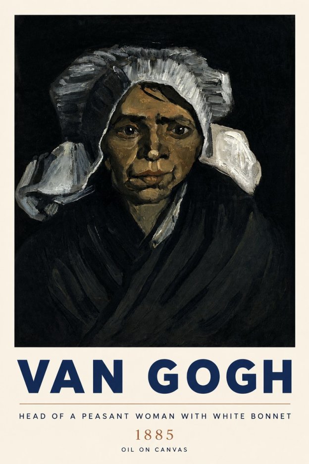Van Gogh Head of a Peasant Woman with White Bonnet No3 - Affiche