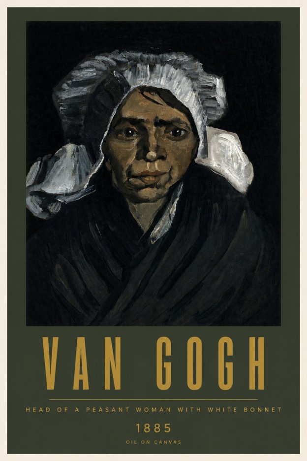 Van Gogh Head of a Peasant Woman with White Bonnet No5 - Affiche
