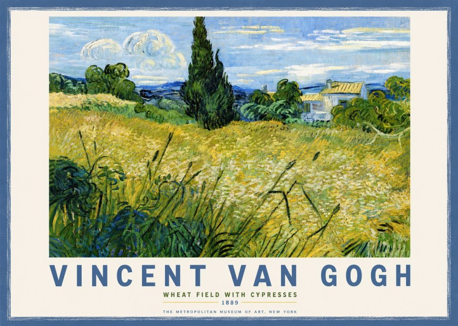 Van Gogh Wheat Field with Cypresses No3 - Affiche