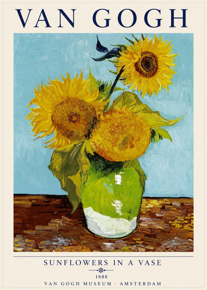 Van Gogh Sunflowers in a Vase No2 - Affiche