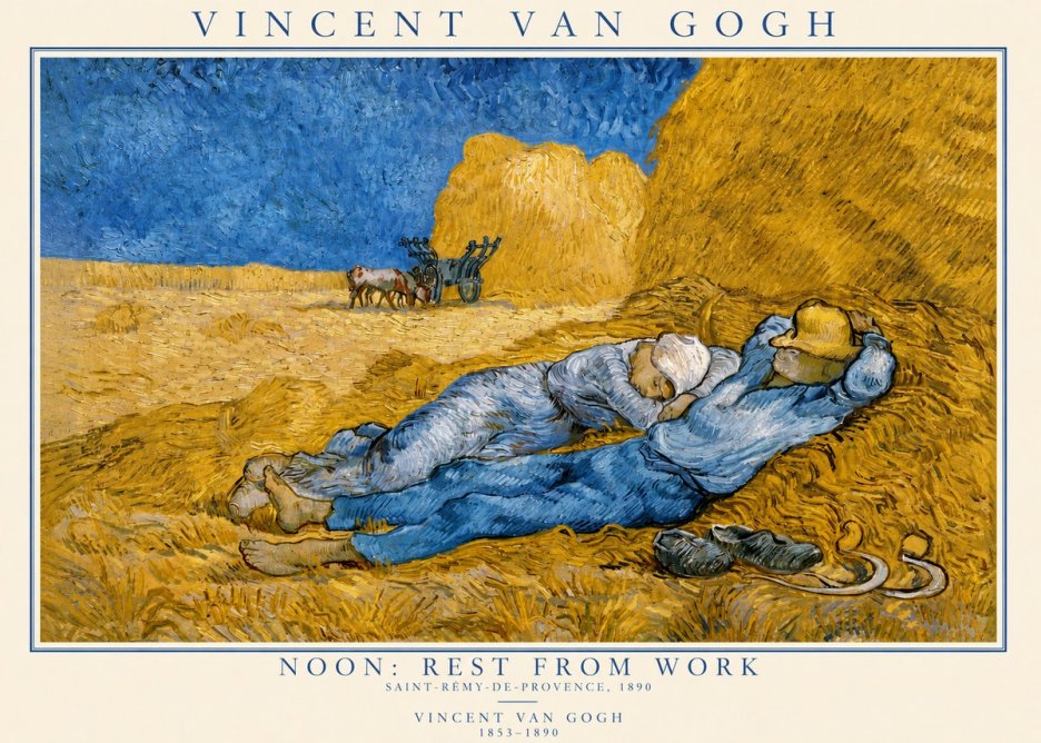 Van Gogh Noon: Rest from Work No3 - Affiche