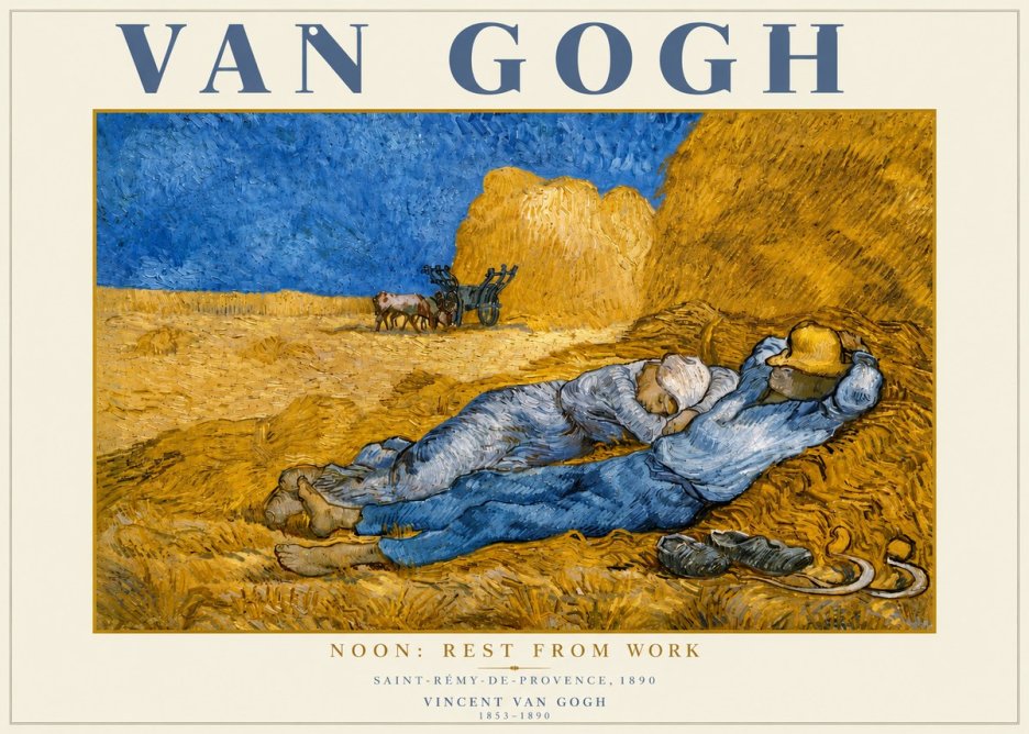 Van Gogh Noon: Rest from Work No4 - Affiche