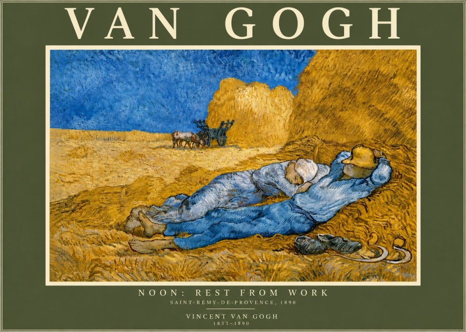 Van Gogh Noon: Rest from Work No6 - Affiche