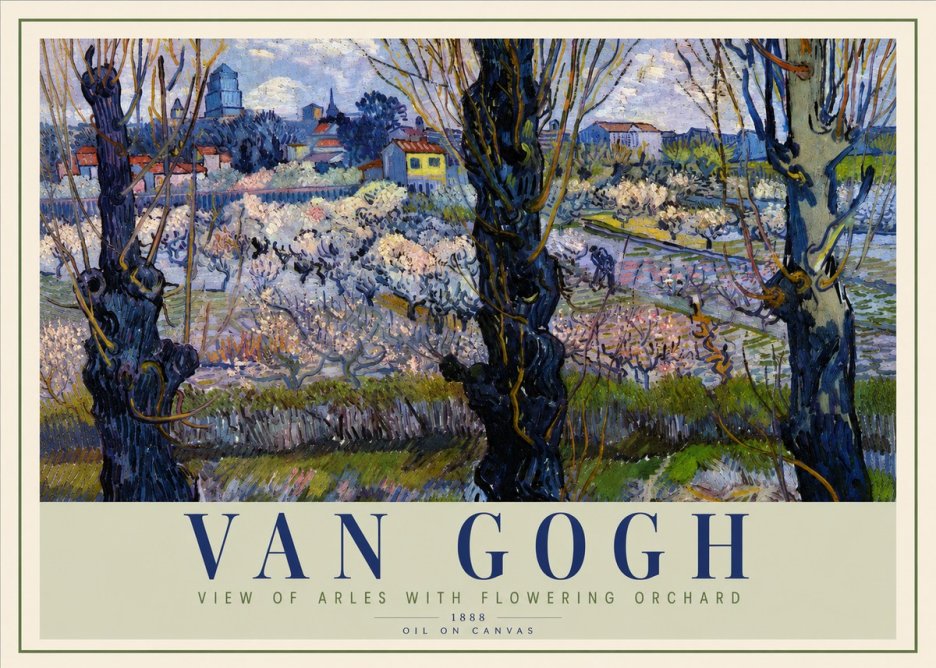 Van Gogh View of Arles with Flowering Orchard No2 - Affiche