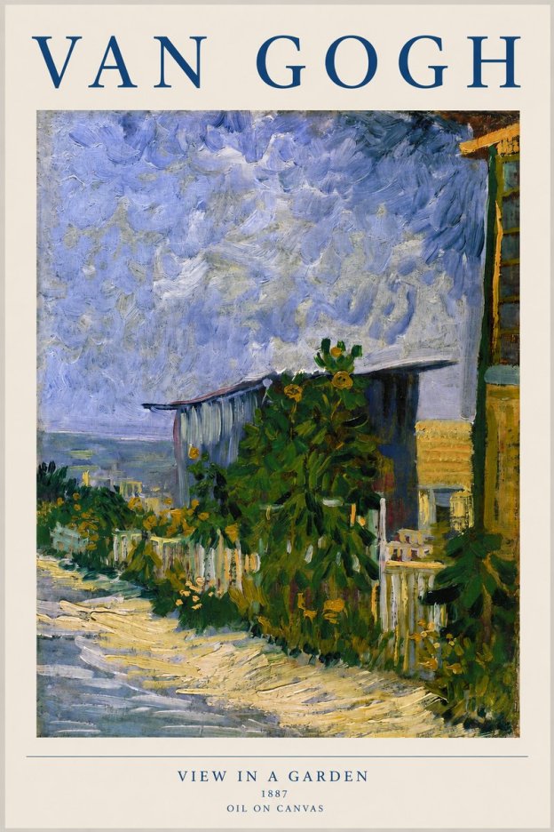 Van Gogh View in a Garden No1 - Affiche